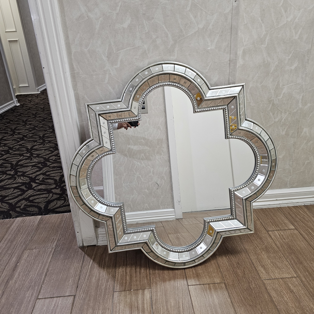 Silver Geometric Wall Mirror Decor